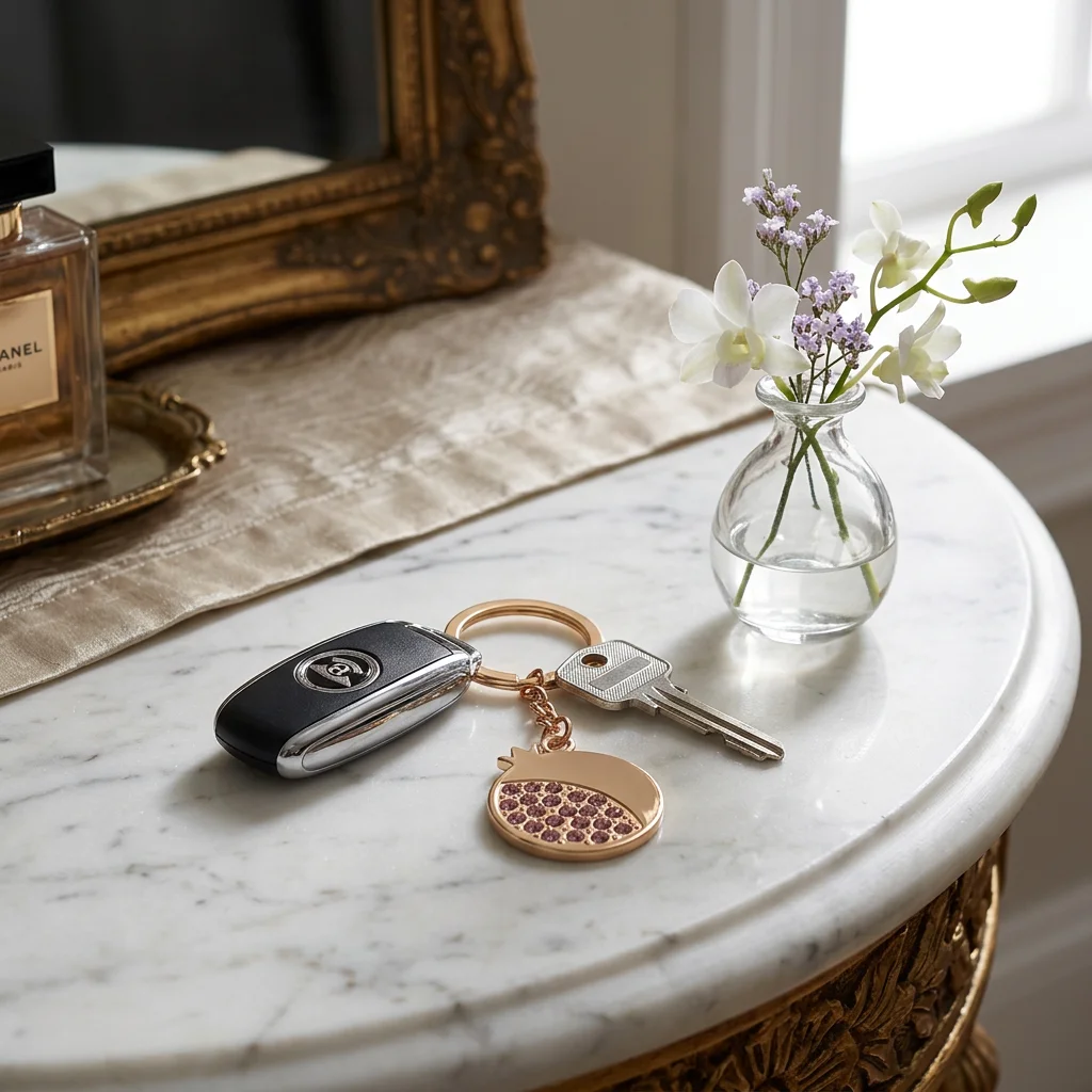 Keyholder with Stone Inlay 5 cm - Gold