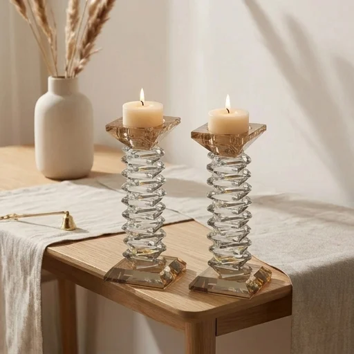 Pair of Crystal Elegant Candlesticks 17.5 cm
