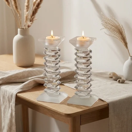 Pair of Crystal Elegant Candlesticks 17.5 cm