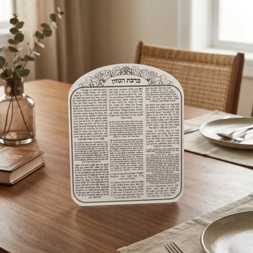 ברכת המזון מאקריליק נוסח ספרד עיטור כסף 20×25 ס״מ