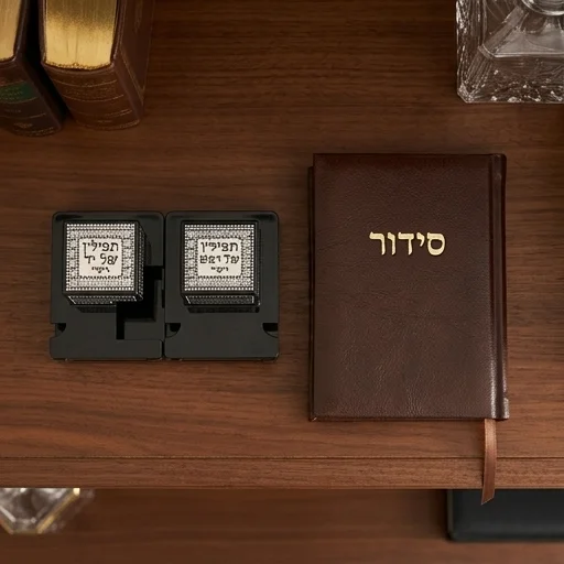 Pair of Plastic Tefillin Boxes Size 33- Black with Plaque