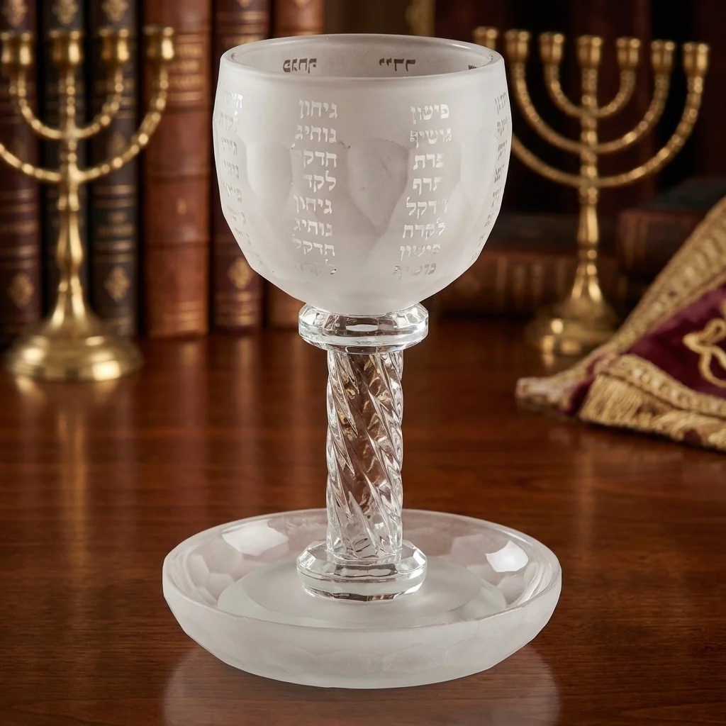 Crystal Kiddush Cup "the Bible Rivers" 16 cm Contain 100ml // 3.4oz