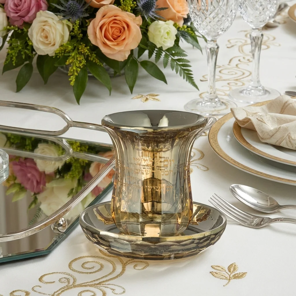 Crystal Kiddush Cup Without Stem "Blessing" 9 cm Contain 100ml // 3.4oz