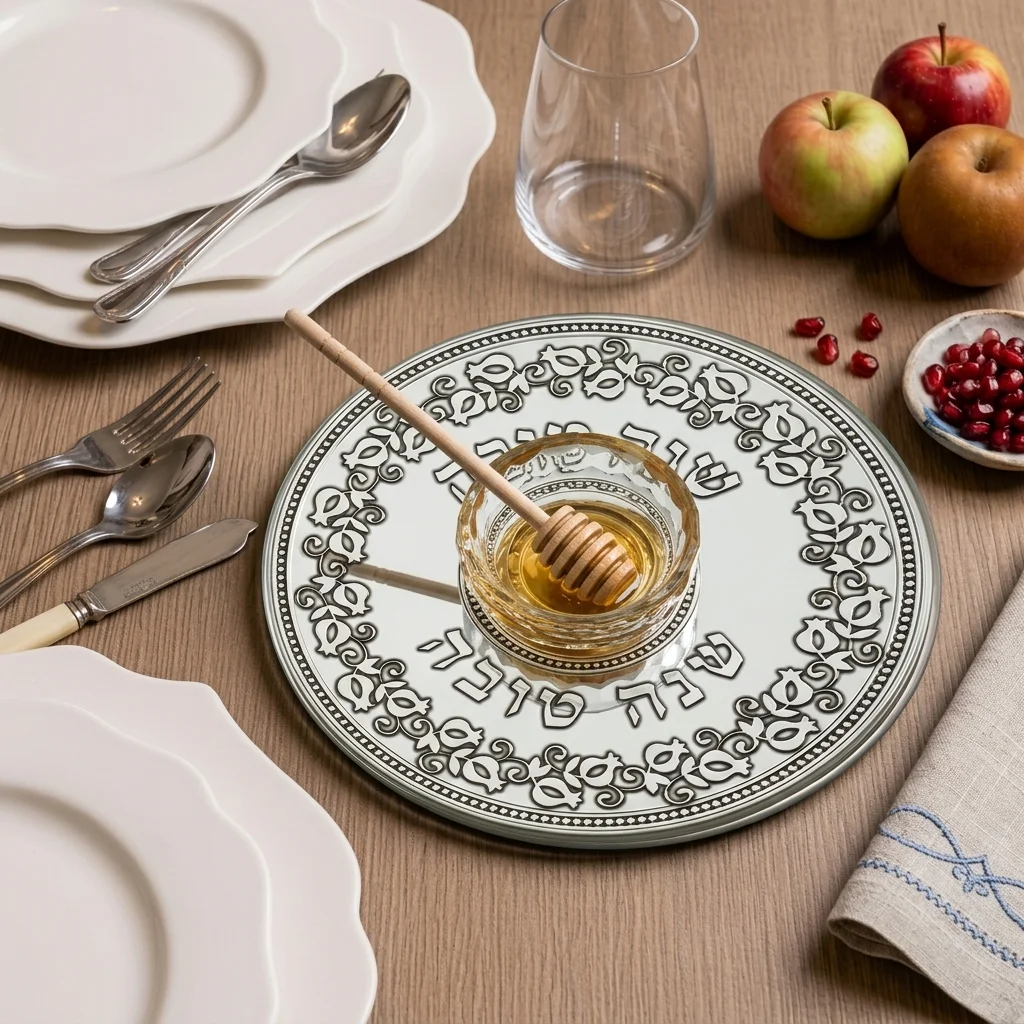 Glass Honey Dish 23*19 cm with Plaque
