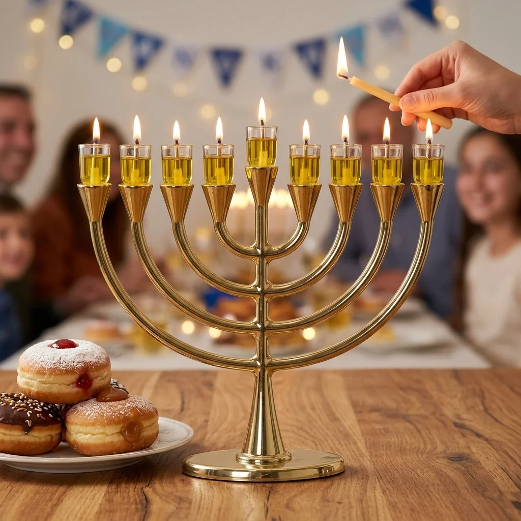 Metal Menorah 23*19 cm - Gold