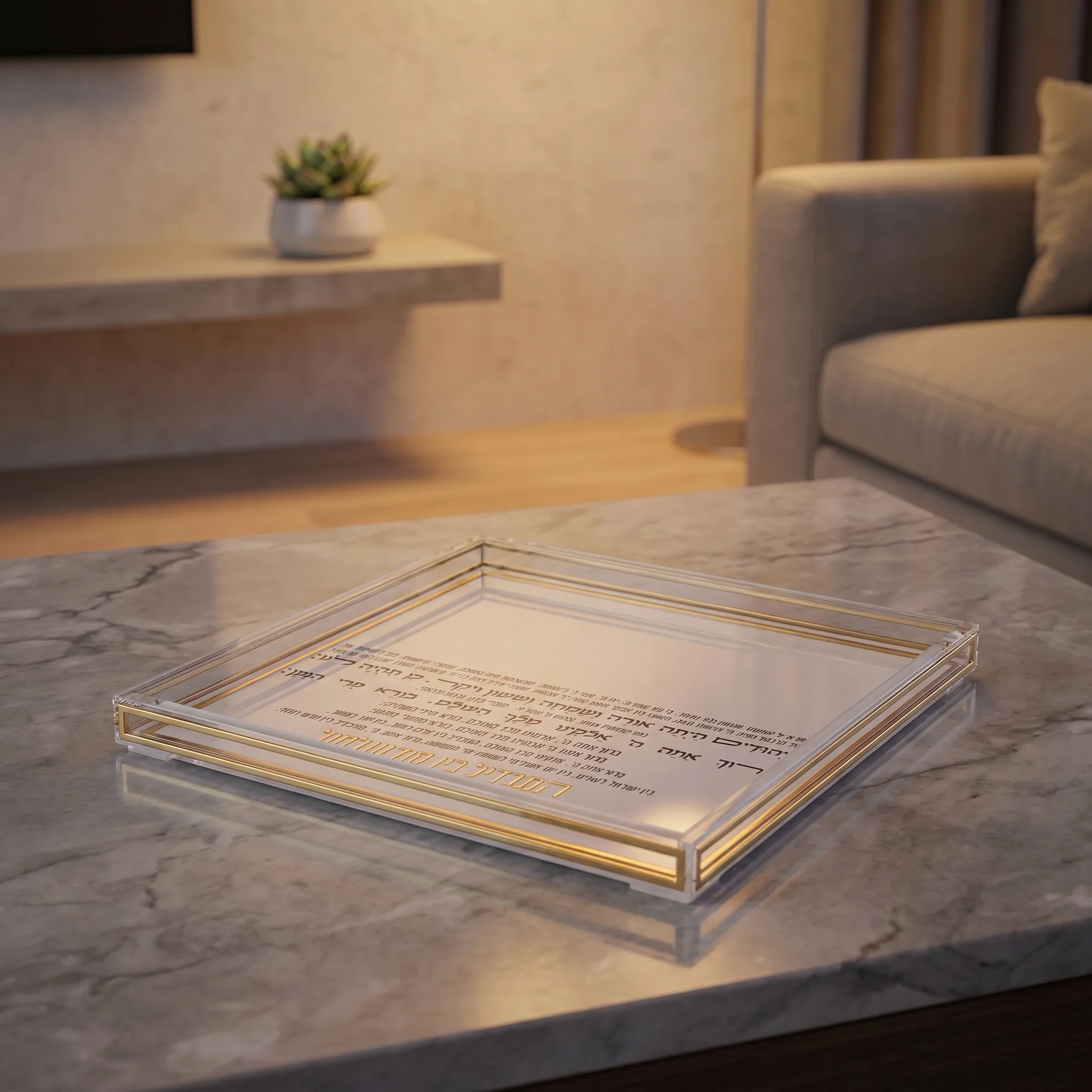 Lucite Square Havdala Tray 25cm