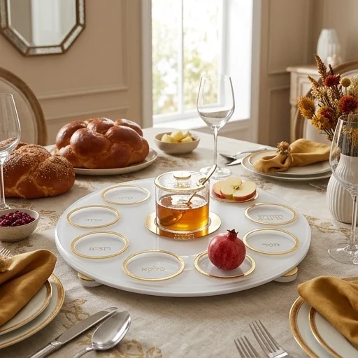 Rosh Hashanah Acrilic Round Plate 38 cm