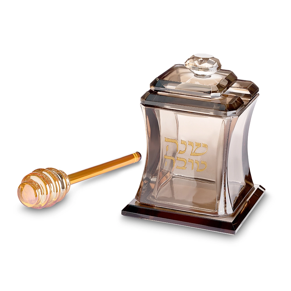 כלי מהודר לדבש מקריסטל "רוז גולד" 11 ס״מ