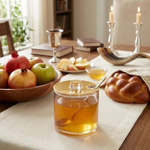 Lucite Honey Dish 7.6*7 cm- Golden Stripes