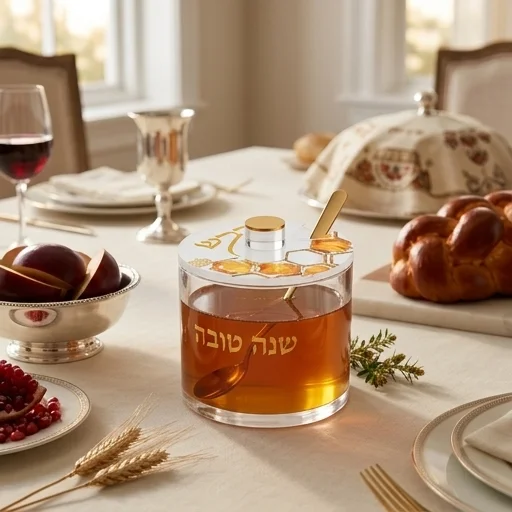 Lucite Honey Dish 7.6*7 cm Gold Print