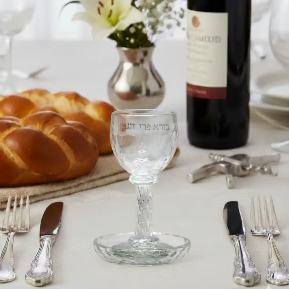 Crystal Kiddush Cup 16 cm with White Stones Contain 100ml // 3.4oz