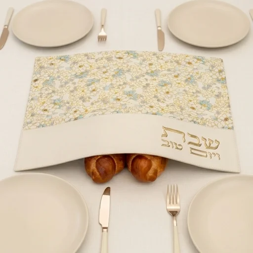 Leatherette Challah Cover 55*45cm - White, Blue