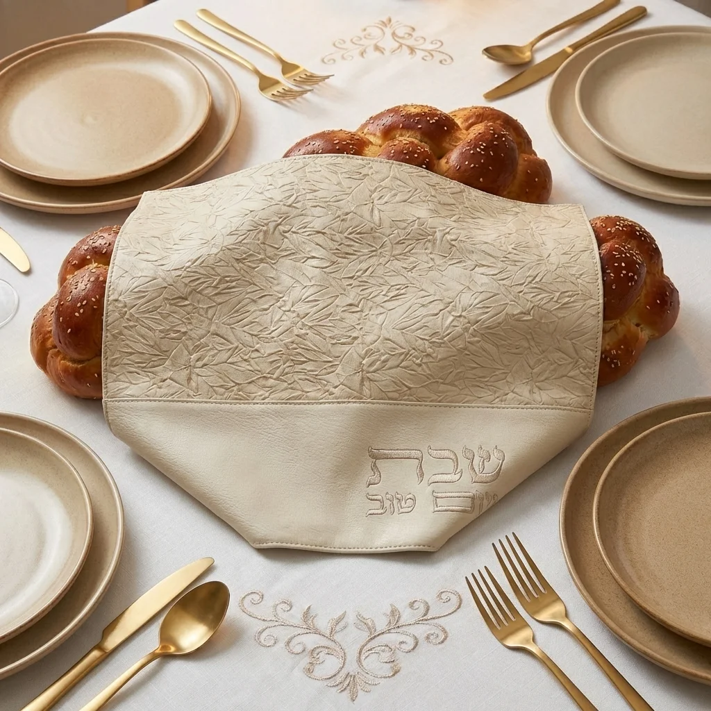Leatherette Challah Cover 55*45cm - White