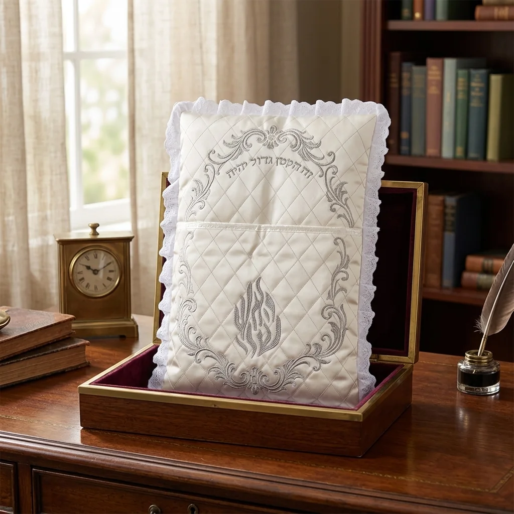 Elegant Satin Bris Pillow "Elijah's Chair" 73*53 cm - with Embroidery