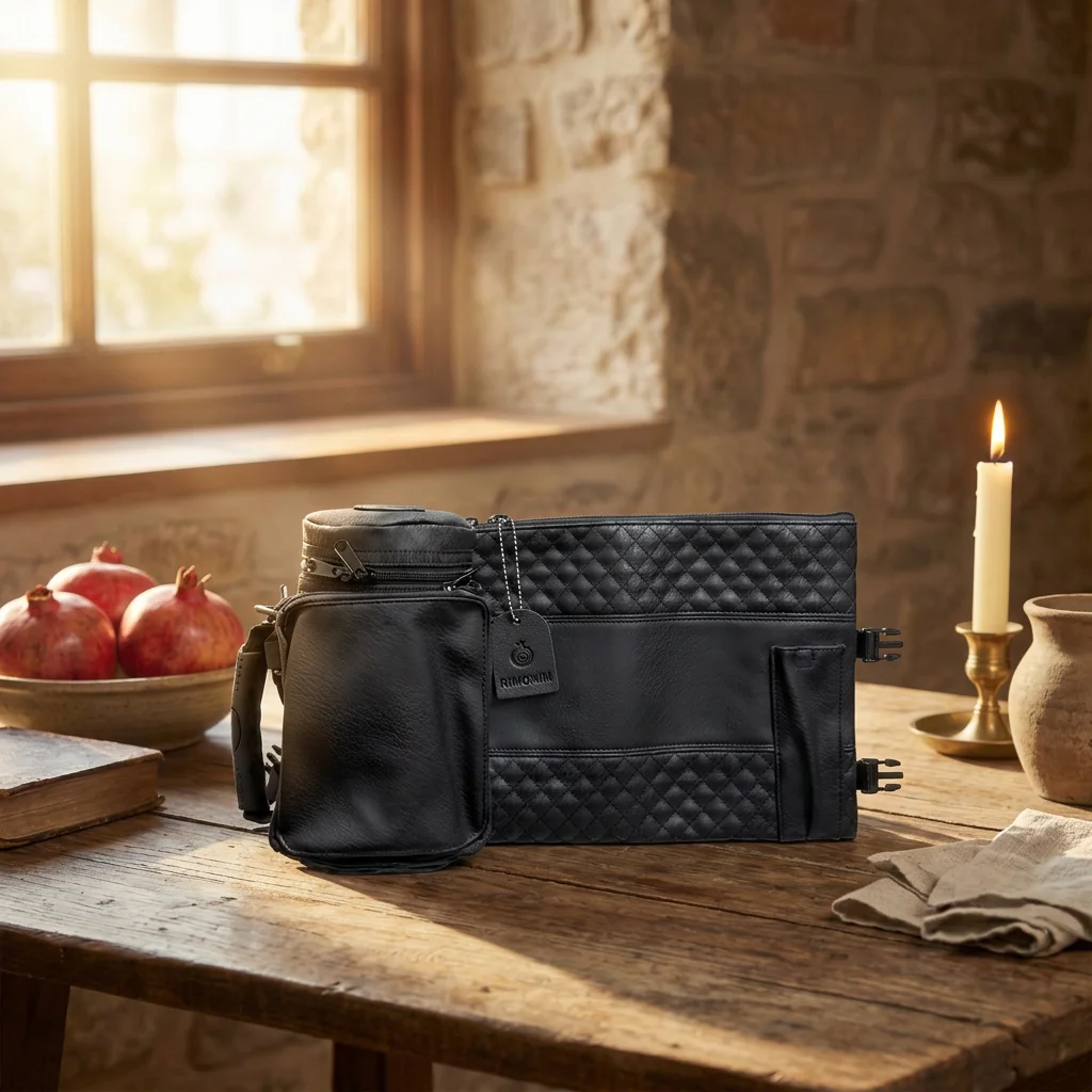 Leatherette Thermal Tefillin & Tallit Protective Case "Tik-taf" 22 cm- Black