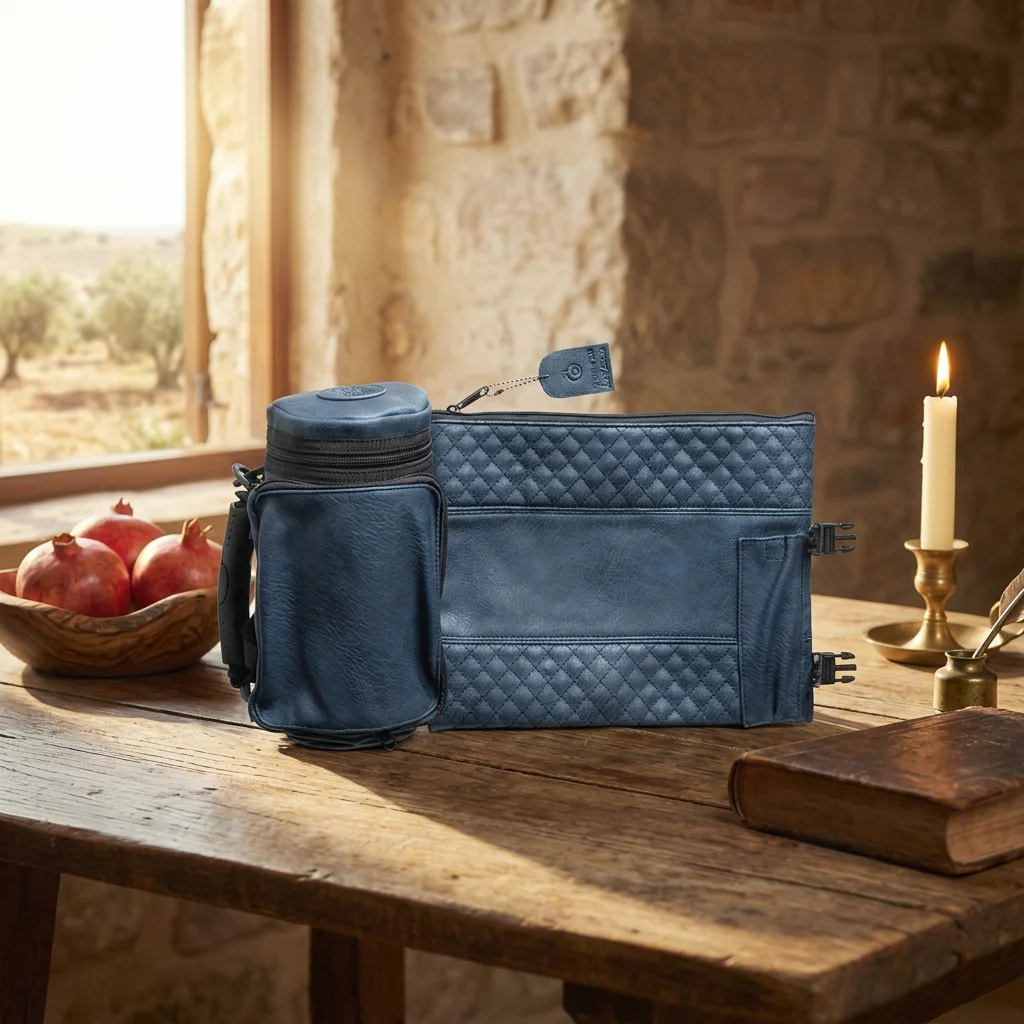 Leatherette Thermal Tefillin & Tallit Protective Case "Tik-taf" 22 Cm-navy - Dark Blue