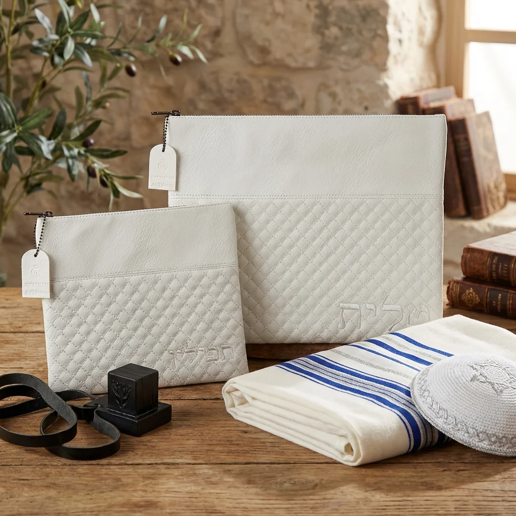 Leatherette Tallit - Tefililn Set 36*29 cm with Embroidery