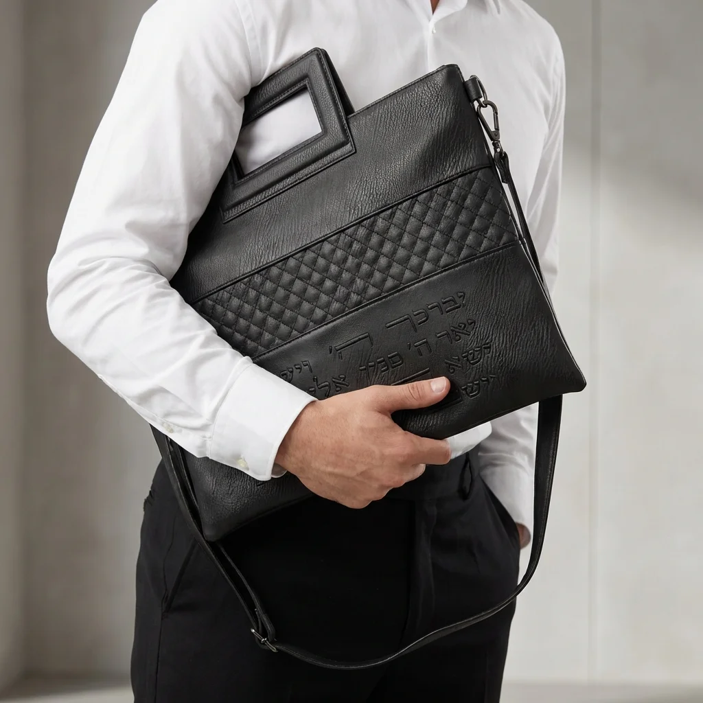 Leatherette Talit & Tefilin Set 38*33 cm - Black