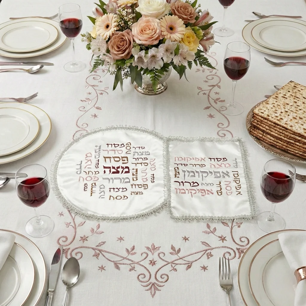 סט פסח סטן 2 חלקים כיסוי פסח+אפיקומן אריזת צלופן
