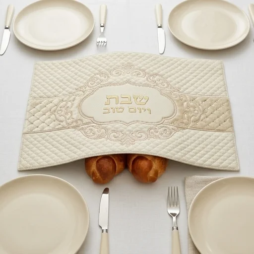 Leatherette Challah Cover 42*52 cm with Embossed Logo - White
