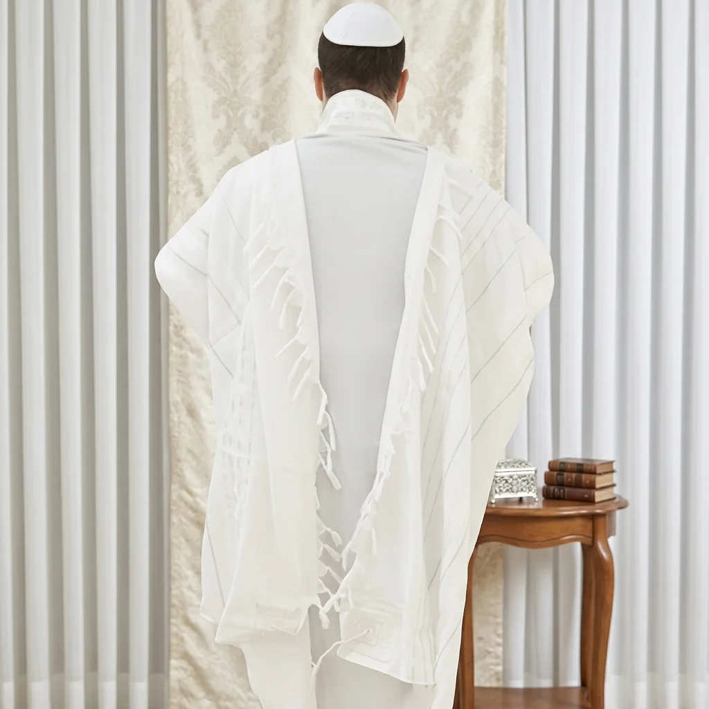 Talit Mofet Size 60 140*185 cm with Silver Stripes