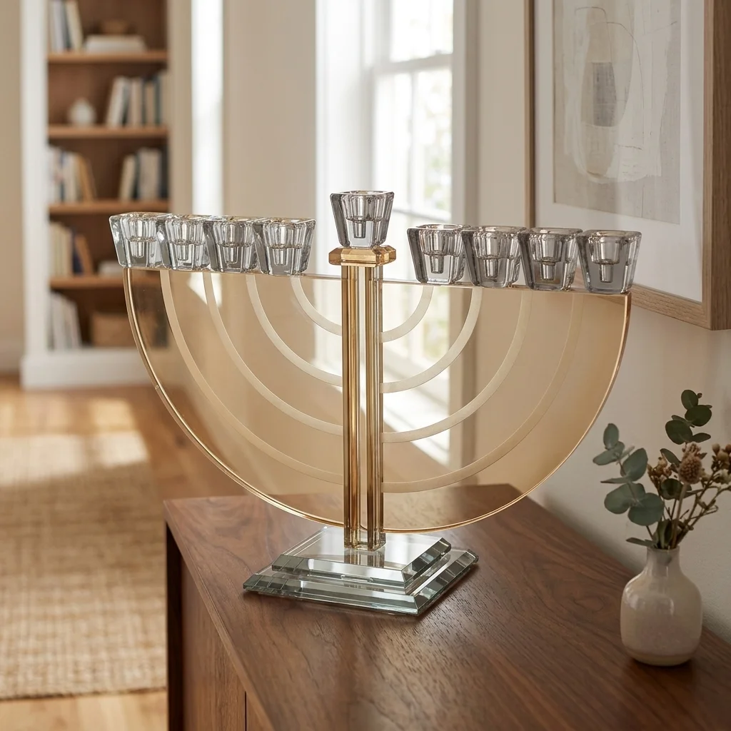 Elegant Crystal Menorah 21 cm