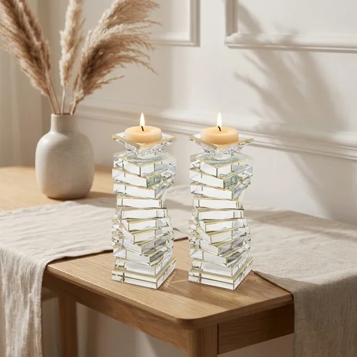 Pair of Crystal Candlesticks 19.5 cm