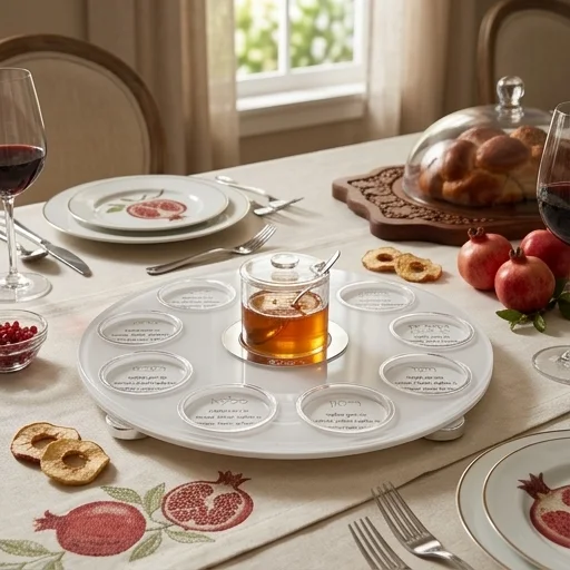 Rosh Hashanah Acrilic Round Plate 38 cm