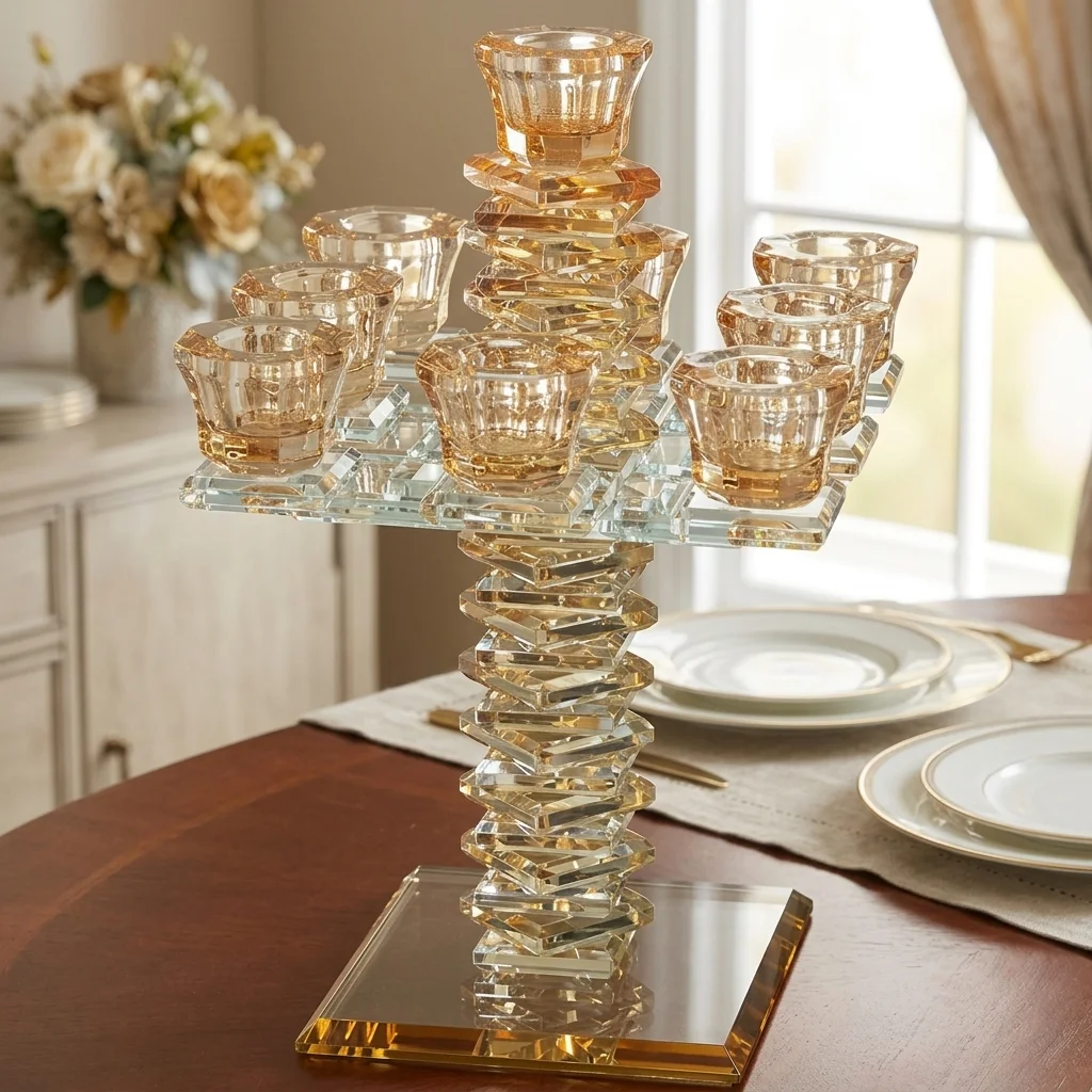 Crystal 9 Branch Candlesticks 24 cm
