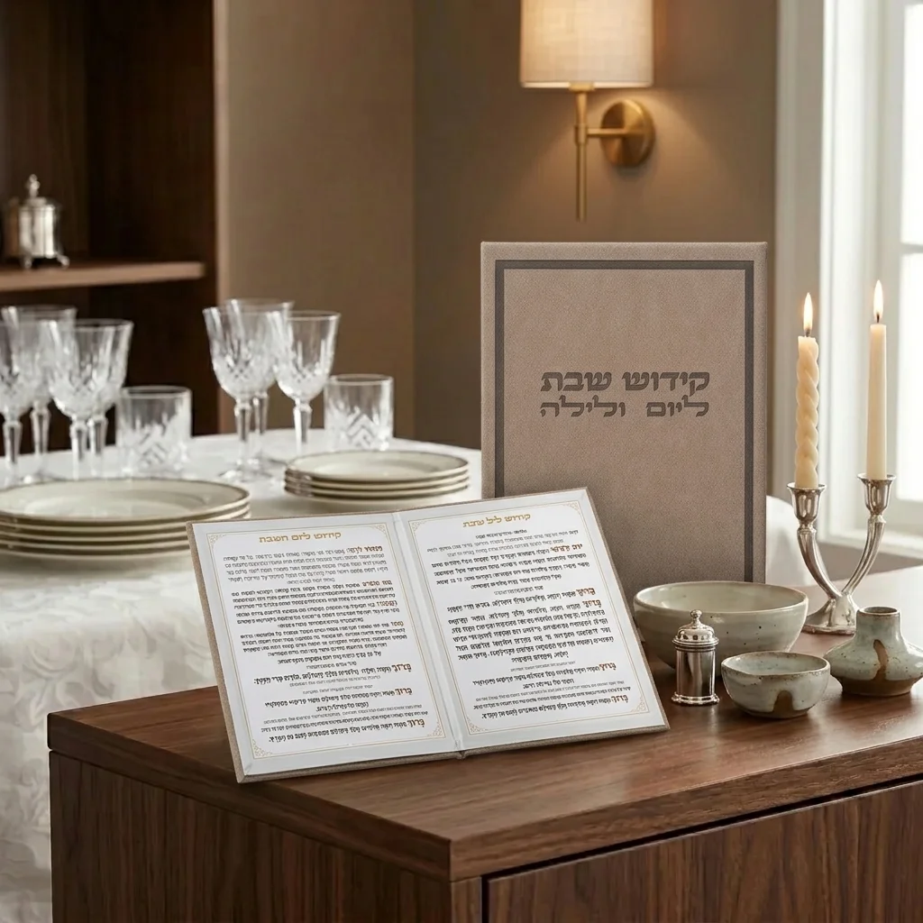ברכון מהודר דמוי עור - סדר קידוש ליום ולילה נוסח אשכנזי 12×17.5 ס״מ