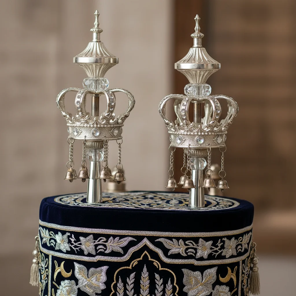 Pair of Rimonim for Torah 32 cm - Silver