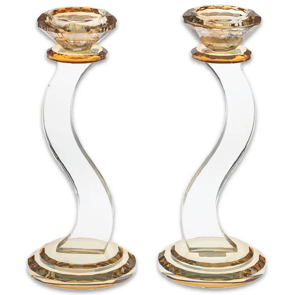 Pair of Crystal Elegant Candlesticks 22 cm