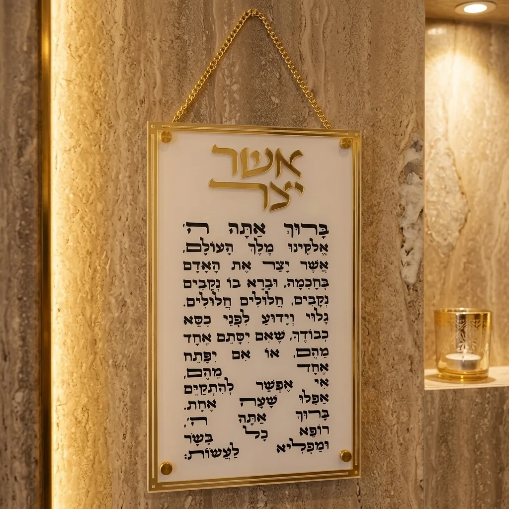 אשר יצר עדות מזרח מלבן אקריליק מסגרת זהב