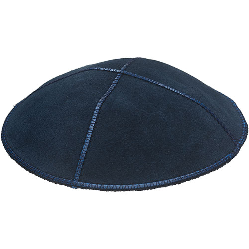 Leather Kippah "Artman" 16 cm- Blue