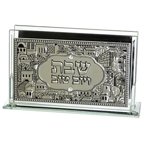 Glass Matches Holder with Plaque "Candle Lighting" 12.5*8 cm