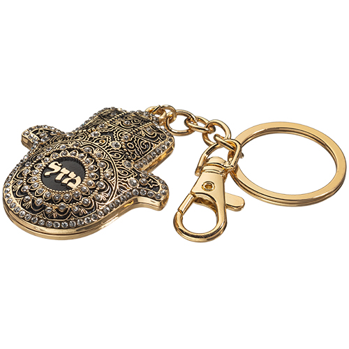 מחזיק מפתחות חמסה "מזל" משובץ 5.5 ס״מ