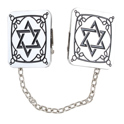 Nickel Tallit Clips Star of David 3*3cm with Chain