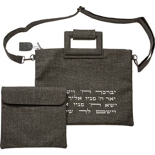 תיק מפואר לטלית דמוי עור עם "ויברכך" 38×31 ס״מ