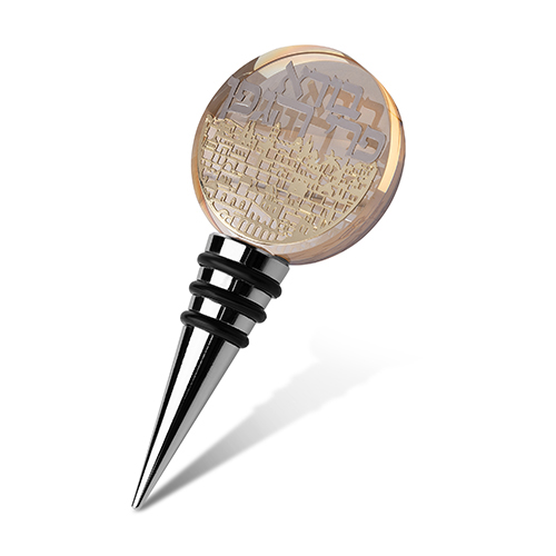 פקק רב פעמי לבקבוק יין מקריסטל עם פלקטה