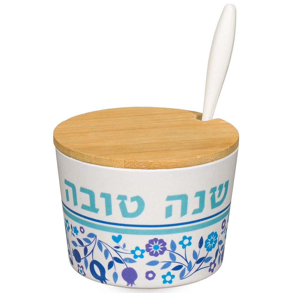 Bamboo Honey Dish "Shana Tovah"- 6.5 cm