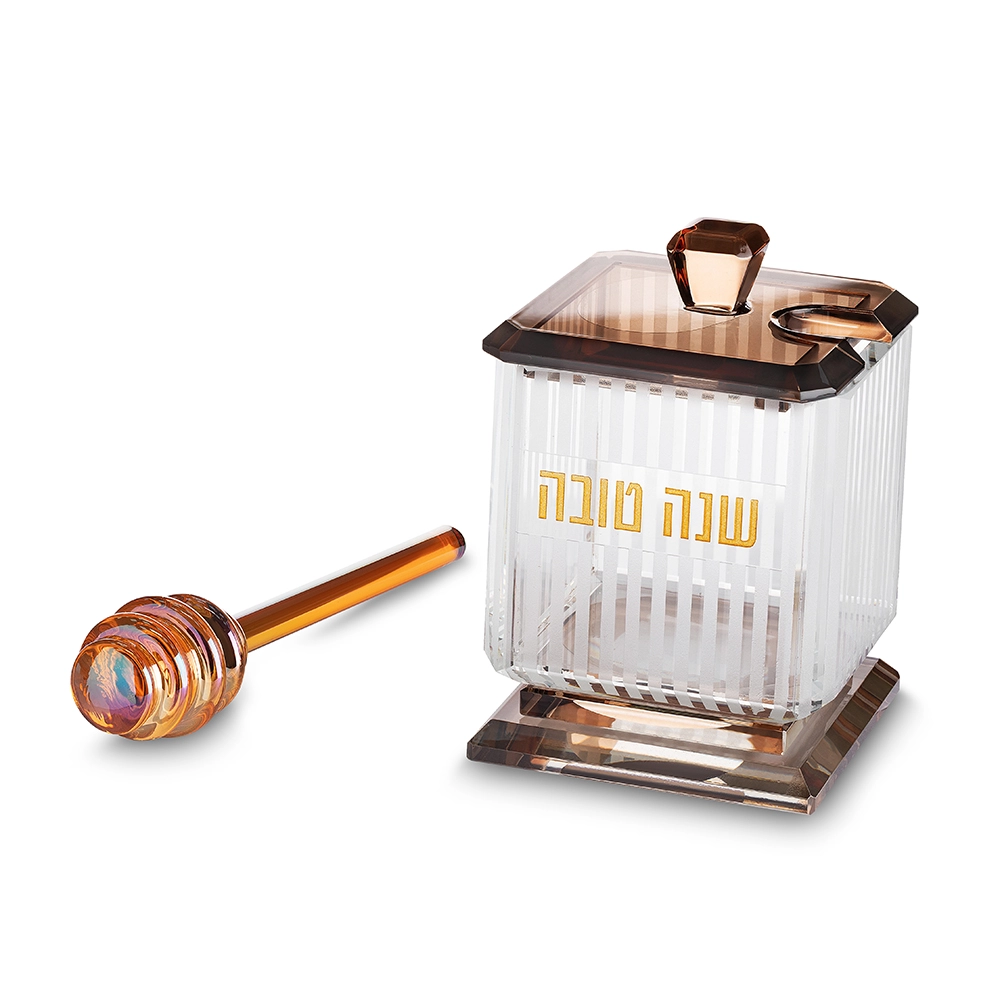 כלי מהודר לדבש מקריסטל 10×6.5 ס״מ - רוז גולד