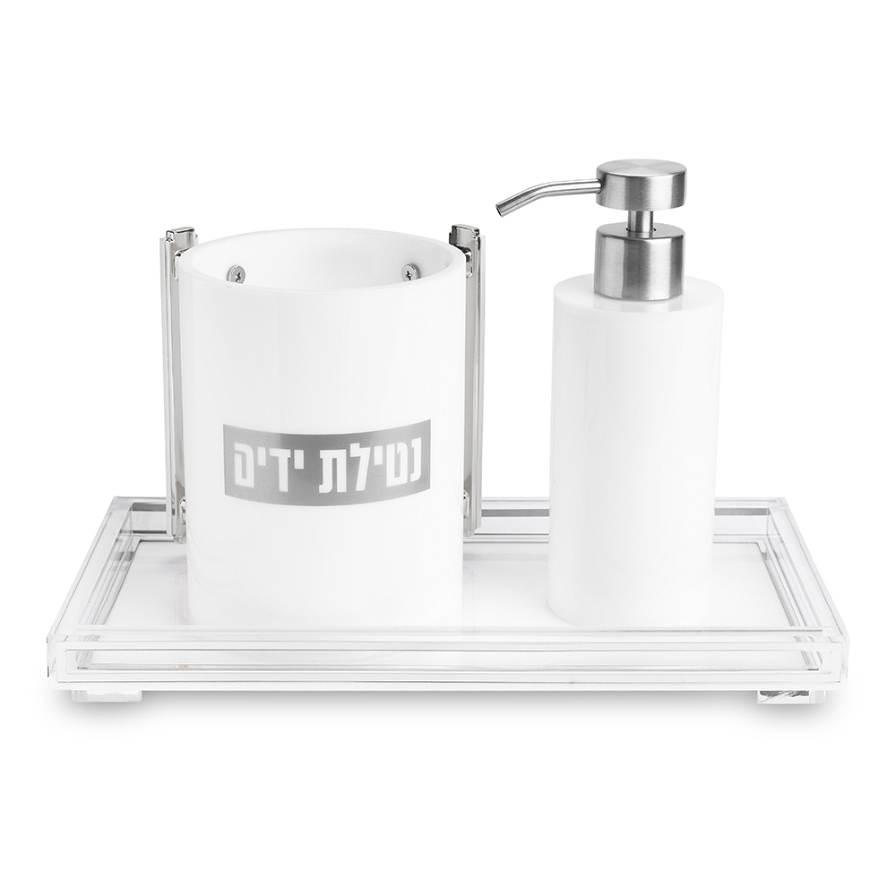 Acrilic Set of Washing Cup & Soap Dispenser & Tray